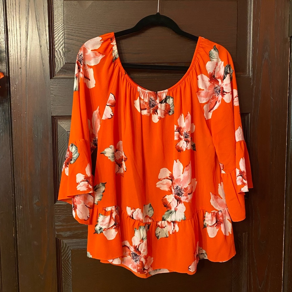 South Moon Under - Abbeline Off-Shoulder Floral Print Blouse - Size L